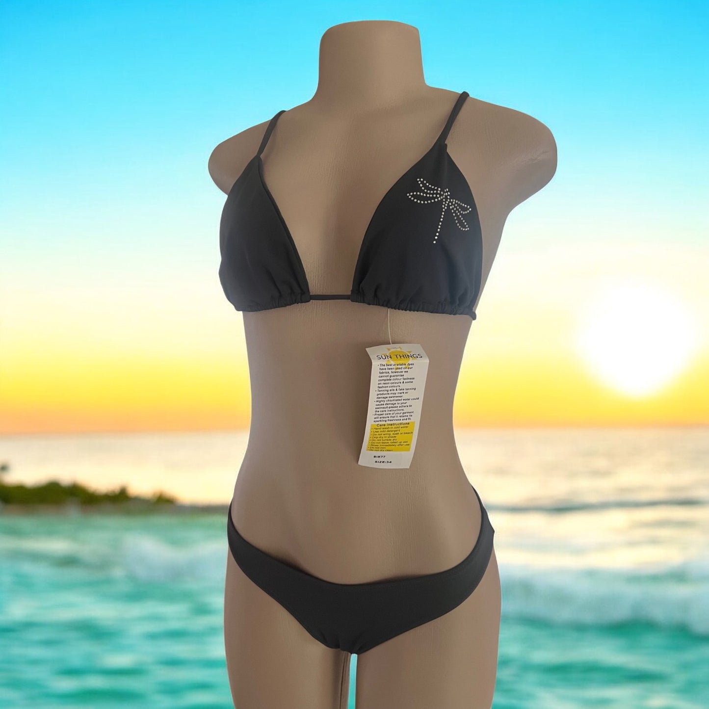 Sun Things. Charcoal Dragonfly Bikini Bathing Costume