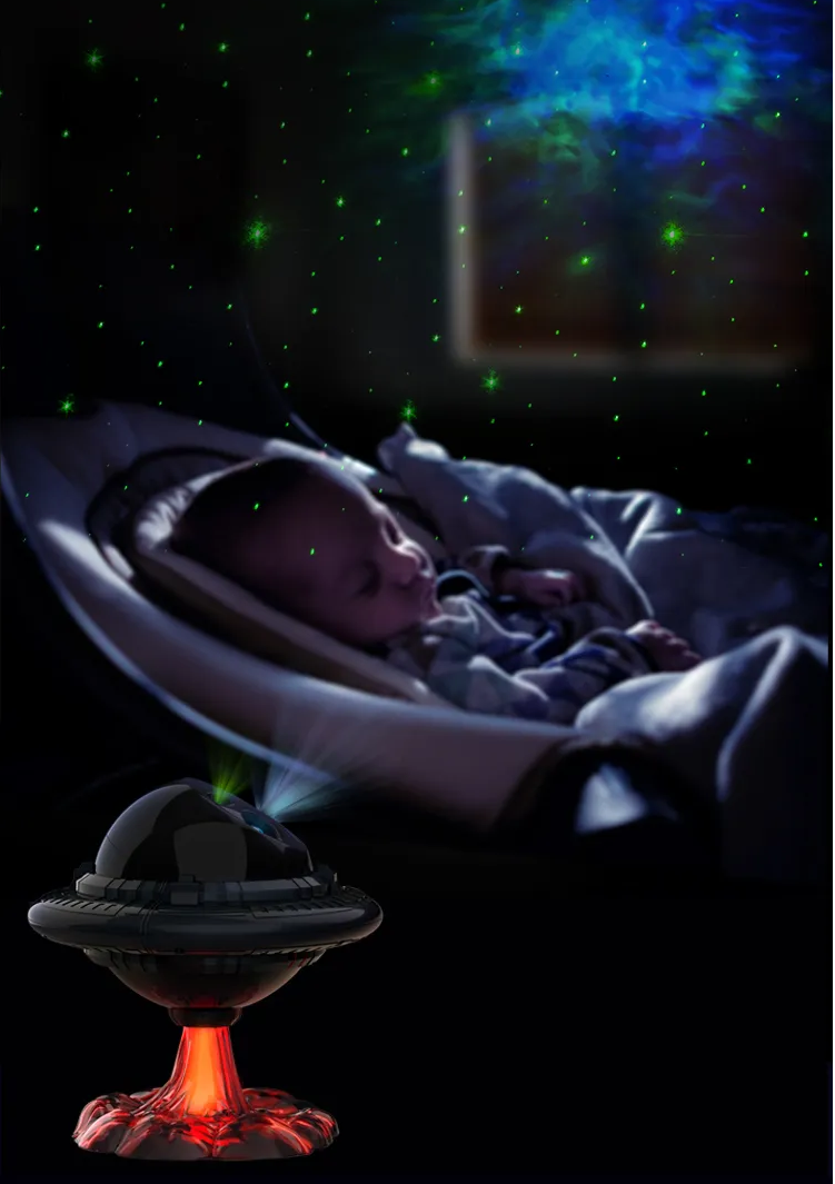 Nightlight - UFO Spaceship with Galaxy & Stars (20cm x 20cm) with Remote.