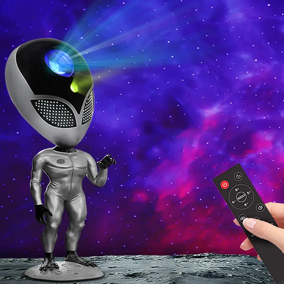Alien Nightlight Projector & Smart light (13cm*13cm*31cm high) with remote.