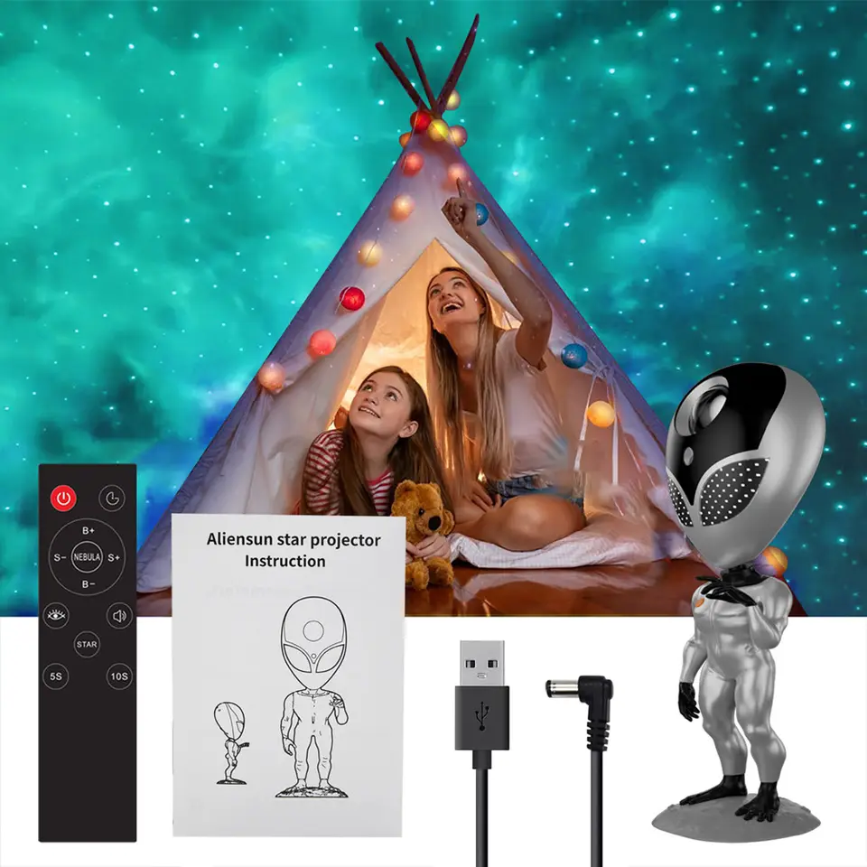 Alien Nightlight Projector & Smart light (13cm*13cm*31cm high) with remote.