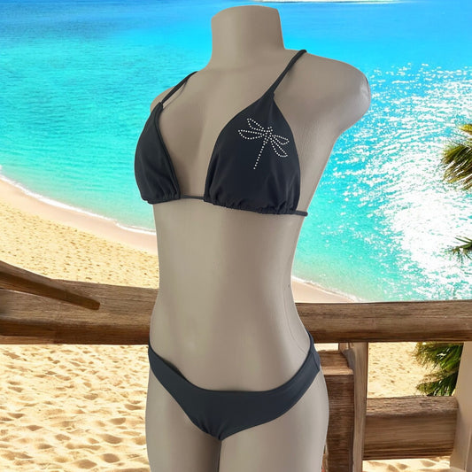 Sun Things.  Charcoal Dragonfly Bikini Bathing Costume