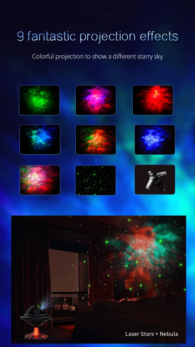 Nightlight - UFO Spaceship with Galaxy & Stars (20cm x 20cm) with Remote.